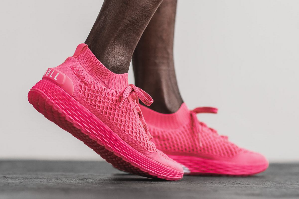 Nobull Neon Knit Runner Men's Running Shoes Pink | Australia (FH8240)